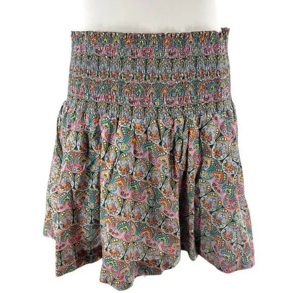 J. Crew Smocked organic cotton mini skirt in Liberty Giorgia Duke fabric sz L - Picture 3 of 7